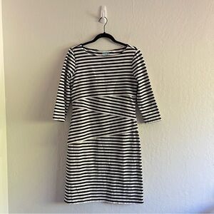 J McLaughlin Nicola Layered Catalina Cloth Mini Dress Black White Stripe Small